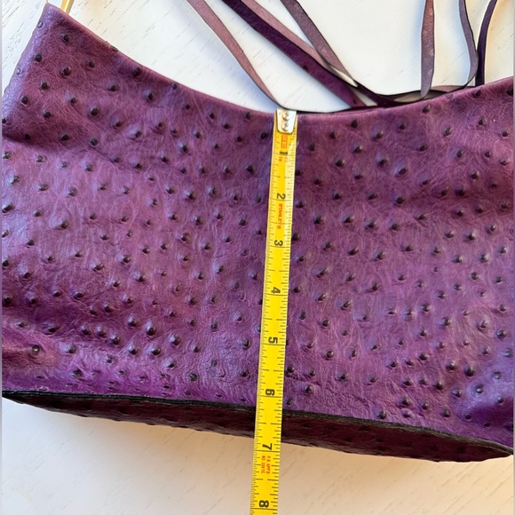 Francesco Biasia Purple Leather Ostrich Embossed Purse Italy - Picture 8 of 11